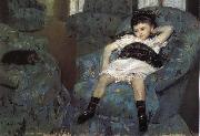 Mary Cassatt The little girl in the blue Sofa oil painting on canvas